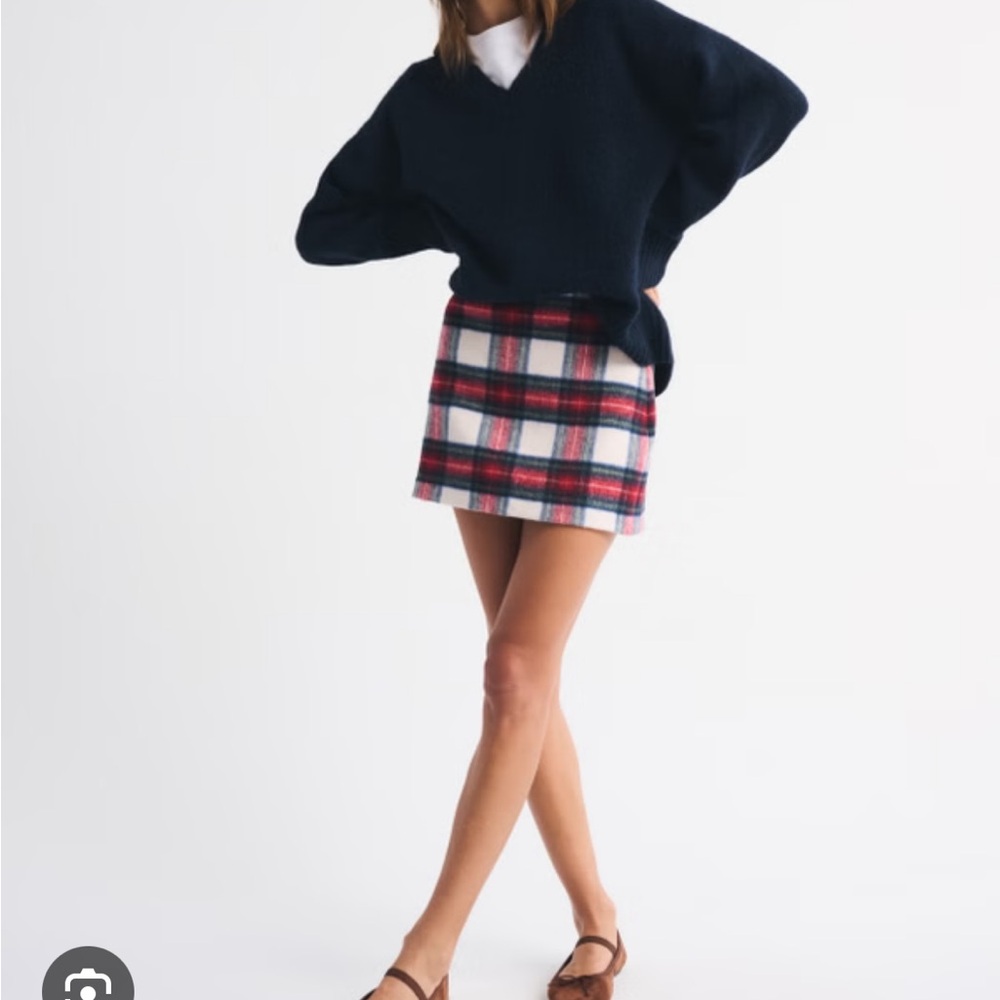 Abercrombie & Fitch Red and Blue Plaid Mini Skirt